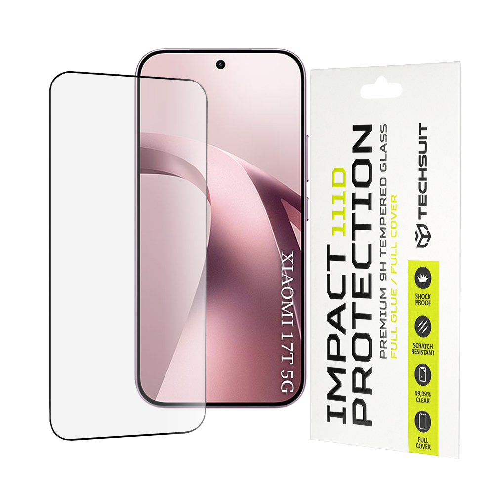 Techsuit - 111D Full Cover / Full Glue Glass - Xiaomi 17T - Black Techsuit - 111D Full Cover / Full Glue Glass - Xiaomi 17T - Black