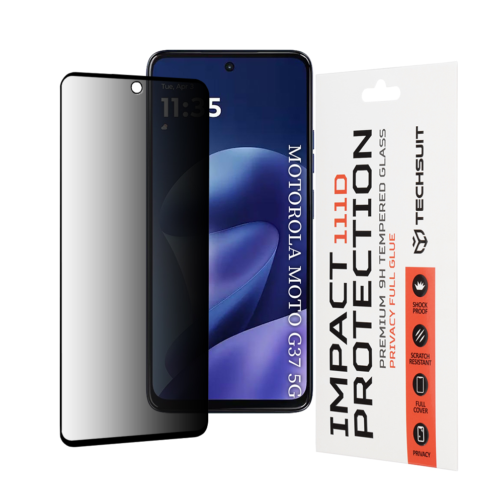 Techsuit - 111D Privacy Full Glue - Motorola Moto G37 / G37 Power / G47 - Black Techsuit - 111D Privacy Full Glue - Motorola Moto G37 / G37 Power / G47 - Black