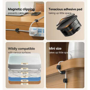 Baseus - Cable Organizer Lite Series Magnetic (B01331106111-00) - 3 Pack Pieces Baseus - Cable Organizer Lite Series Magnetic (B01331106111-00) - 3 Pack Pieces