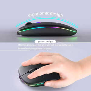 Techsuit - Wireless Mouse GameFlow (M1) - for Gaming, LED RGB, Silent, Bluetooth 5.2, 2.4G, 1600 DPI with USB-C Charging Cable - Black - Image 7