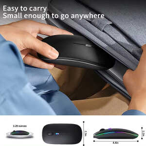 Techsuit - Wireless Mouse GameFlow (M1) - for Gaming, LED RGB, Silent, Bluetooth 5.2, 2.4G, 1600 DPI with USB-C Charging Cable - Black - Image 6