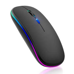 Techsuit - Wireless Mouse GameFlow (M1) - for Gaming, LED RGB, Silent, Bluetooth 5.2, 2.4G, 1600 DPI with USB-C Charging Cable - Black - Image 3