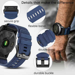 Techsuit - Watchband QuickFit 26mm (W070) - Garmin Fenix 3/3 HR/5X/5X Plus/6X/6X Pro/7X/7X Pro Solar - Orange Blossom