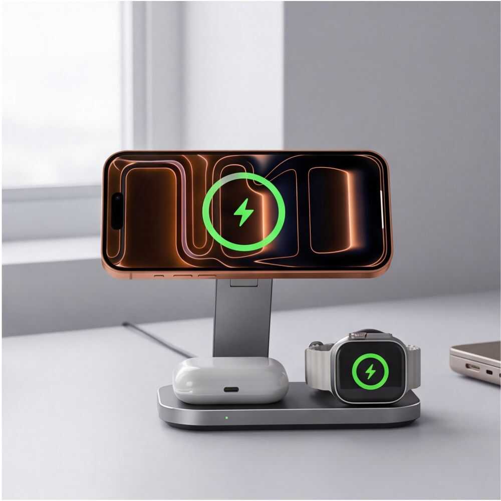 Tech-protect A52 3in1 Magnetic Magsafe Wireless Charger 25w Qi2.2 Black Tech-protect A52 3in1 Magnetic Magsafe Wireless Charger 25w Qi2.2 Black - Image 9