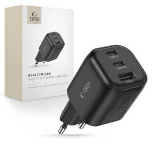 Tech-protect Nca100w-gan-avs 3-port Network Charger Pd 3.2 100w / Qc3.0 Black