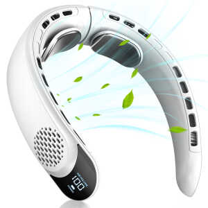 Techsuit - Neck Fan (S8) - Portable, with Digital Display, 3 Wind Speeds, 4000mAh, 7300RPM - White - Image 6