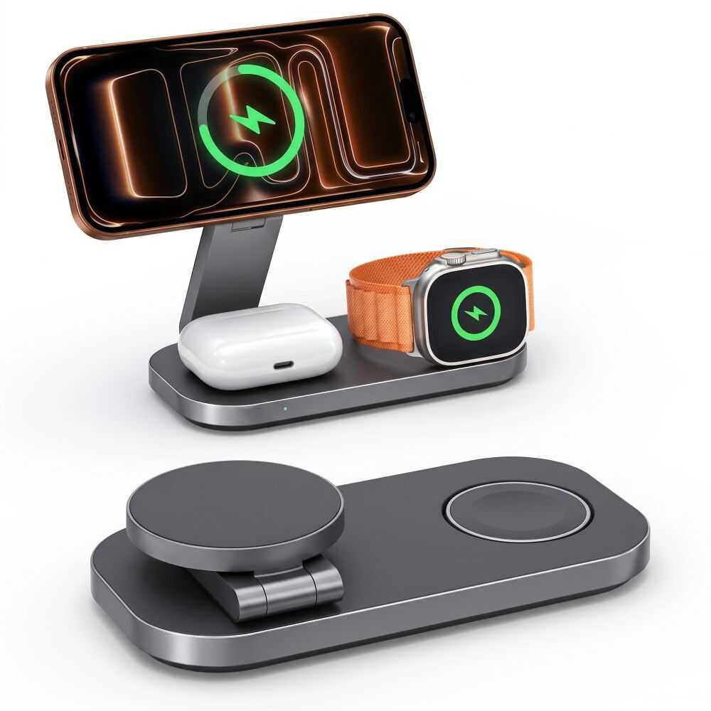 Tech-protect A52 3in1 Magnetic Magsafe Wireless Charger 25w Qi2.2 Black Tech-protect A52 3in1 Magnetic Magsafe Wireless Charger 25w Qi2.2 Black - Image 4