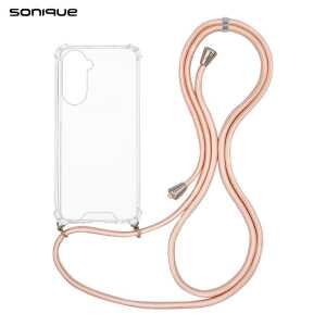 Θήκη Σιλικόνης με Κορδόνι Sonique Armor Clear Samsung Galaxy A57 5G Ροζ Σατινέ