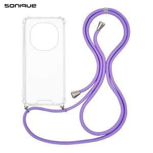 Θήκη Σιλικόνης με Κορδόνι Sonique Armor Clear Xiaomi Redmi Note 15 Pro 5G Λιλά