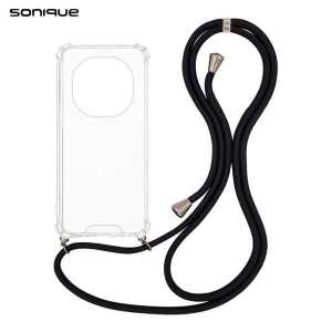 Θήκη Σιλικόνης με Κορδόνι Sonique Armor Clear Xiaomi Redmi Note 15 Pro Plus 5G / Poco M8 Pro 5G Μαύρο