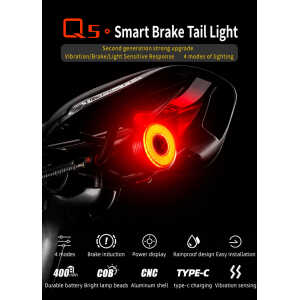 Rockbros Q5 LED Πίσω Φως Ποδηλάτου με Έξυπνο Αισθητήρα Φρεναρίσματος Μαύρο - Image 7