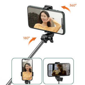 WHS1Y Τηλεσκοπικό Selfie Stick & Τρίποδο 100cm με Bluetooth Remote για Κινητό Μαύρο - Image 8
