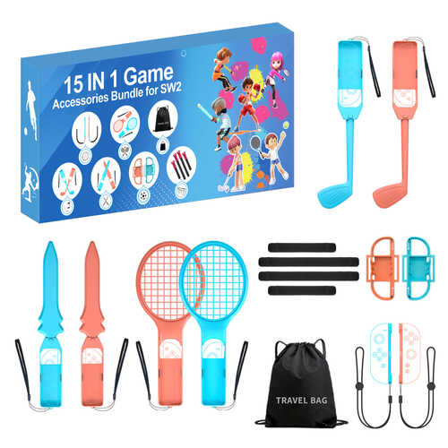 Nintendo Switch 15-in-1 Family Accessory Pack 2 - Orange And Blue Set Nintendo Switch 2 Σετ Αξεσουάρ 15 σε 1 Family Pack 2 Πορτοκαλί / Μπλε
