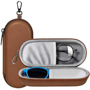 Techsuit - Glasses Case (ETJ3) - PU, 16.5 x 6.5 x 4cm - Cocoa