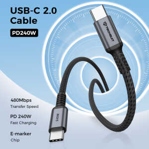 Καλώδιο USB-C σε USB-C Techsuit TitanSync Pro (CX2) 240W - 480Mbps - Fast Charging - E-marker Chip, 2m - Image 6