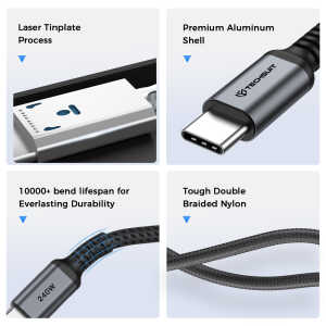 Καλώδιο USB-C σε USB-C Techsuit TitanSync Pro (CX2) 240W - 480Mbps -Fast Charging - E-marker Chip, 1m - Image 3