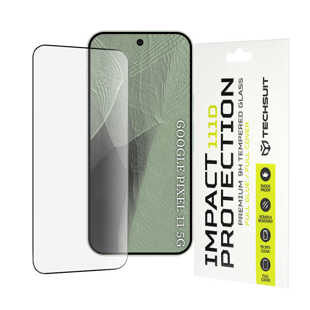 Techsuit - 111D Full Cover / Full Glue Glass - Google Pixel 11 / Pixel 11 Pro - Black Techsuit - 111D Full Cover / Full Glue Glass - Google Pixel 11 / Pixel 11 Pro - Black