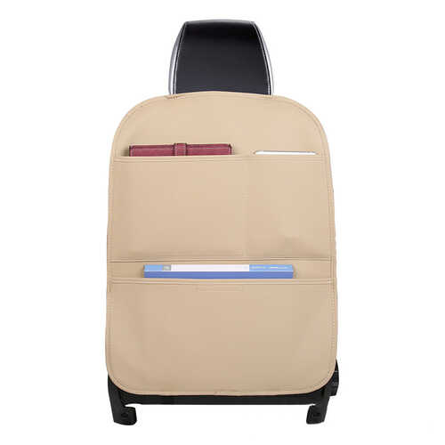 Car Organizer For Armchair Seat Beige Οργανωτής Καθίσματος Αυτοκινήτου από PU Δερματίνη με Θήκες Αποθήκευσης Μπεζ