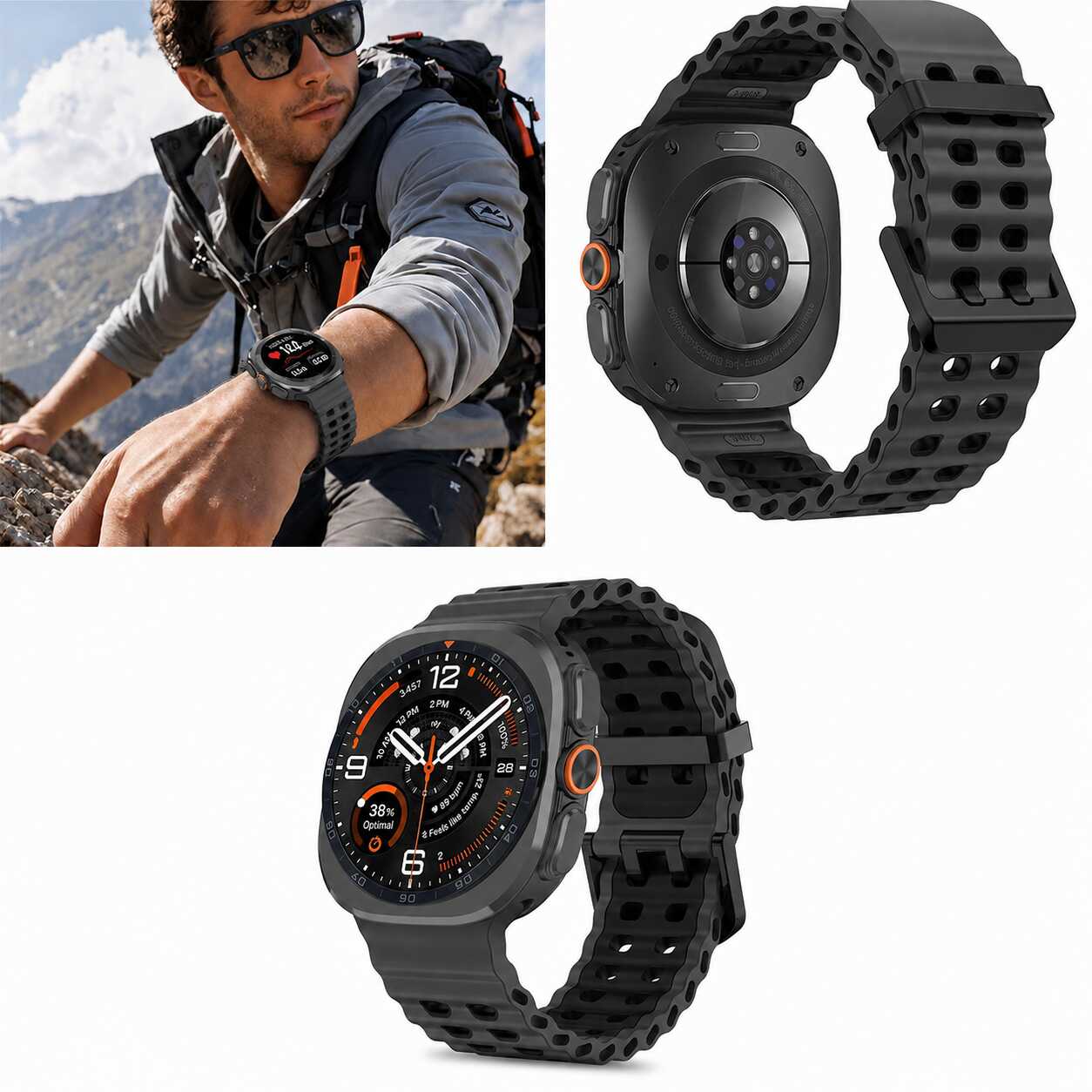 Alternative view of Tech-protect Iconband Pro Samsung Galaxy Watch Ultra 1 / 2 2024-2026 (47 Mm) Σκούρο Γκρι/Μαύρο
