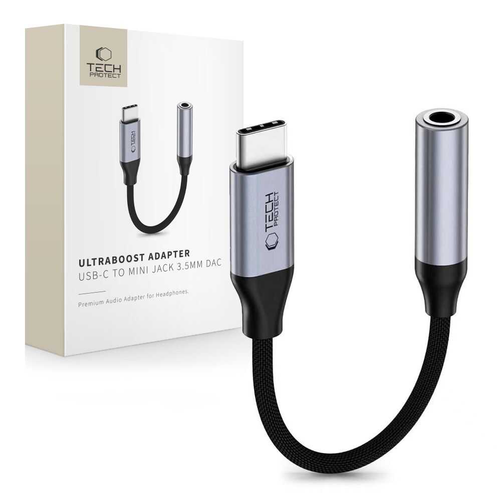Tech-protect Ultraboost Adapter Usb-c To Mini Jack 3.5mm Dac Iron Grey Tech-protect Ultraboost Adapter Usb-c To Mini Jack 3.5mm Dac Iron Grey