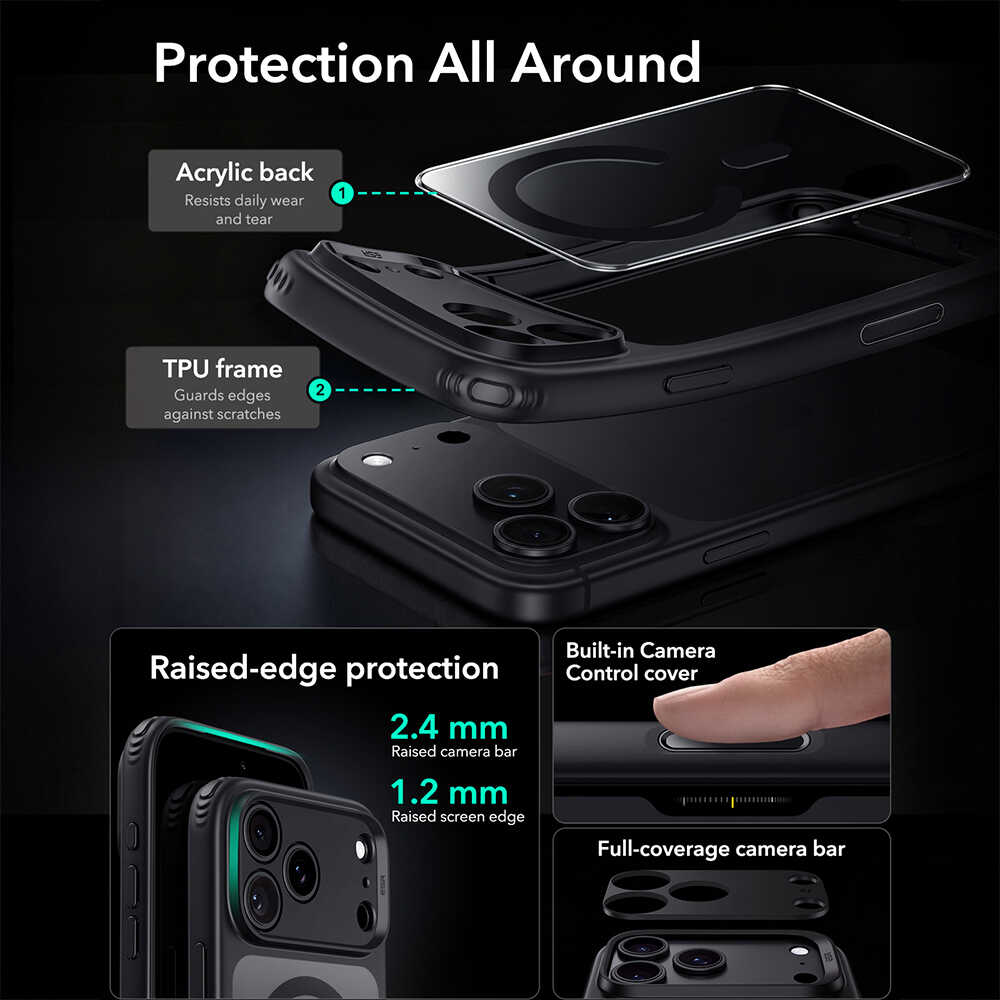 ESR - Classic Hybrid HaloLock (Camera Control) - iPhone 18 Pro / iPhone 17 Pro - Clear Black ESR - Classic Hybrid HaloLock (Camera Control) - iPhone 18 Pro / iPhone 17 Pro - Clear Black - Image 2