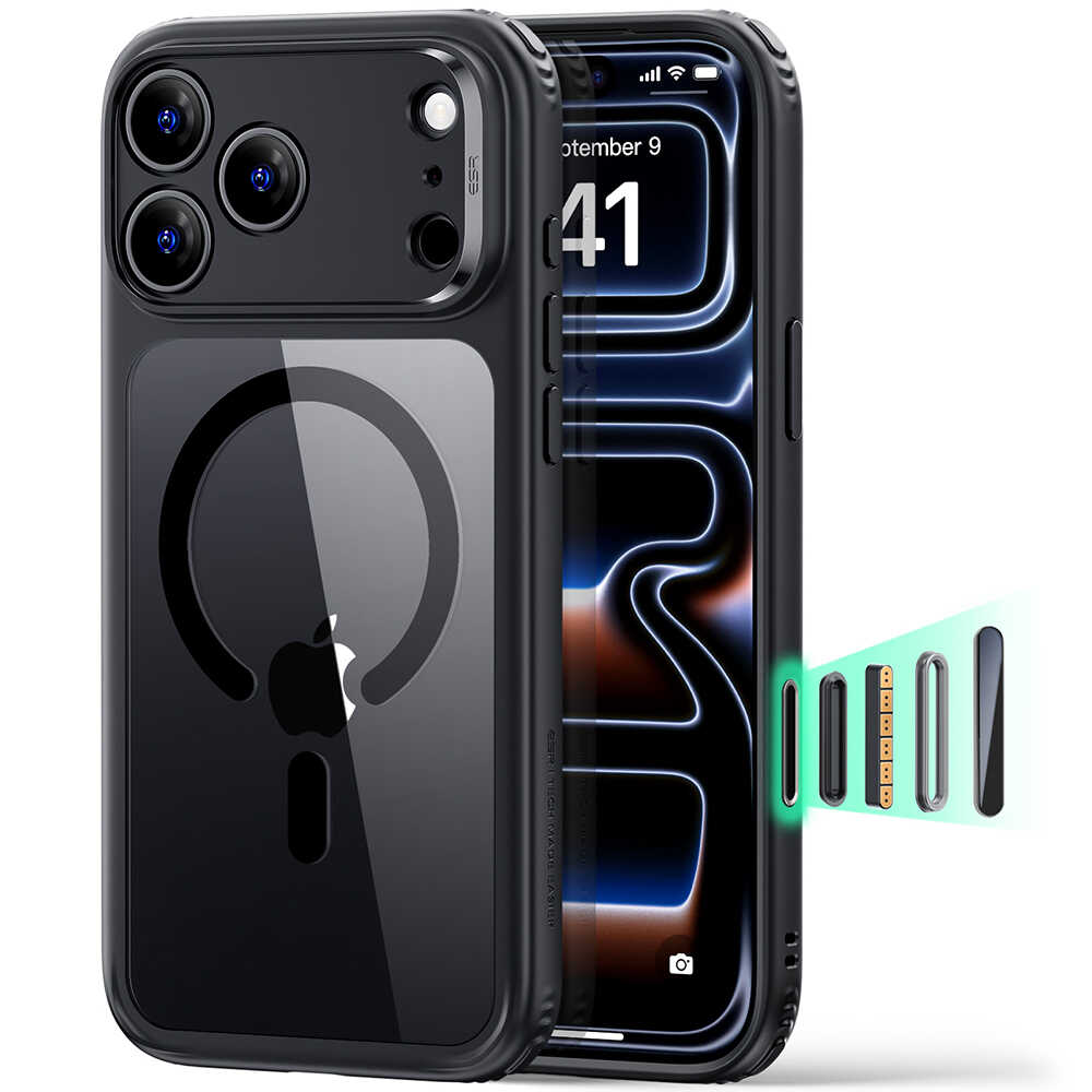 ESR - Classic Hybrid HaloLock (Camera Control) - iPhone 18 Pro Max / iPhone 17 Pro Max - Clear Black