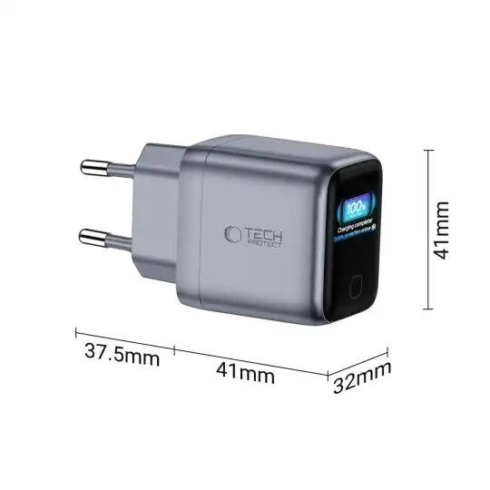 Alternative view of Tech-protect Powervision Nc45w-gan 1-port Network Charger Pd 45w Dark Grey