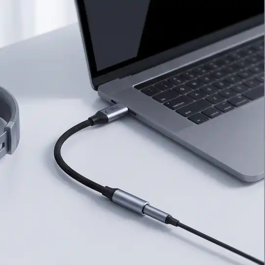 Alternative view of Tech-protect Ultraboost Adapter Usb-c To Mini Jack 3.5mm Dac Iron Grey