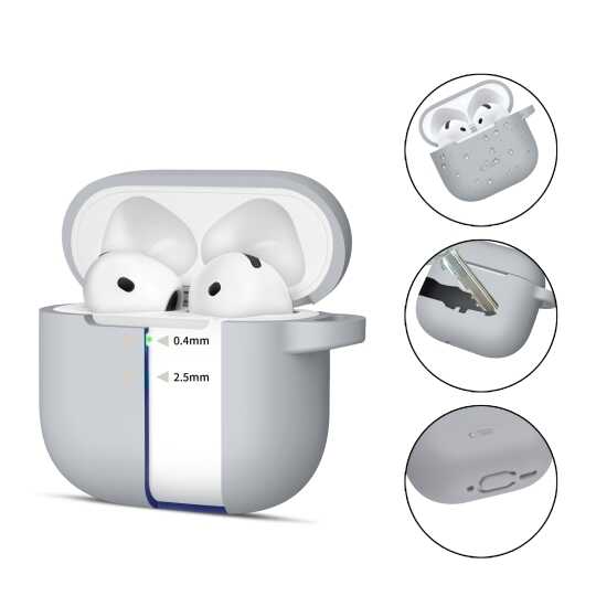 Alternative view of Tech-protect Silicone Hook Apple Airpods 4 / 5 Crayon Grey