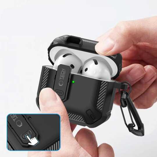 Alternative view of Tech-protect Carbonox Apple Airpods 4 / 5 Black