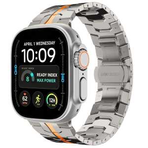 Tech-protect Stainless Apple Watch 8 / 9 / 10 / 11 / 12 / Se / Ultra (44 / 45 / 46 / 49 Mm) Titanium/orange