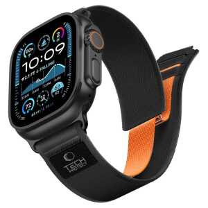 Tech-protect Nylon Elite Apple Watch 8 / 9 / 10 / 11 / 12 / Se / Ultra (44 / 45 / 46 / 49 Mm) Black/orange