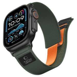Tech-protect Nylon Elite Apple Watch 8 / 9 / 10 / 11 / 12 / Se / Ultra (44 / 45 / 46 / 49 Mm) Green/orange