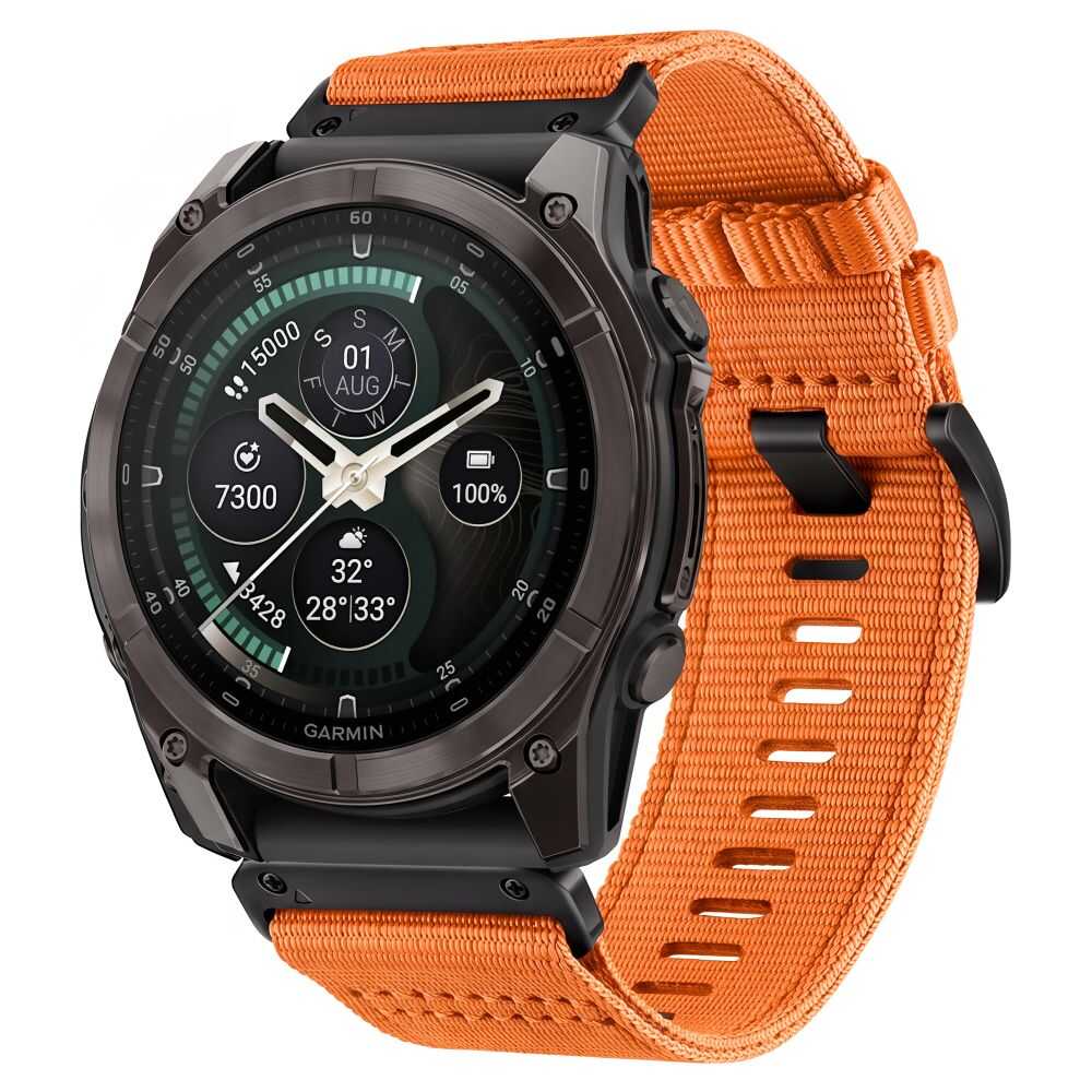 Alternative view of Tech-protect Nylon Classic Garmin Fenix 5 / 6 / 6 Pro / 7 / 8 / 8 Pro / E / 9 / 9 Pro (47 Mm) Signal Orange