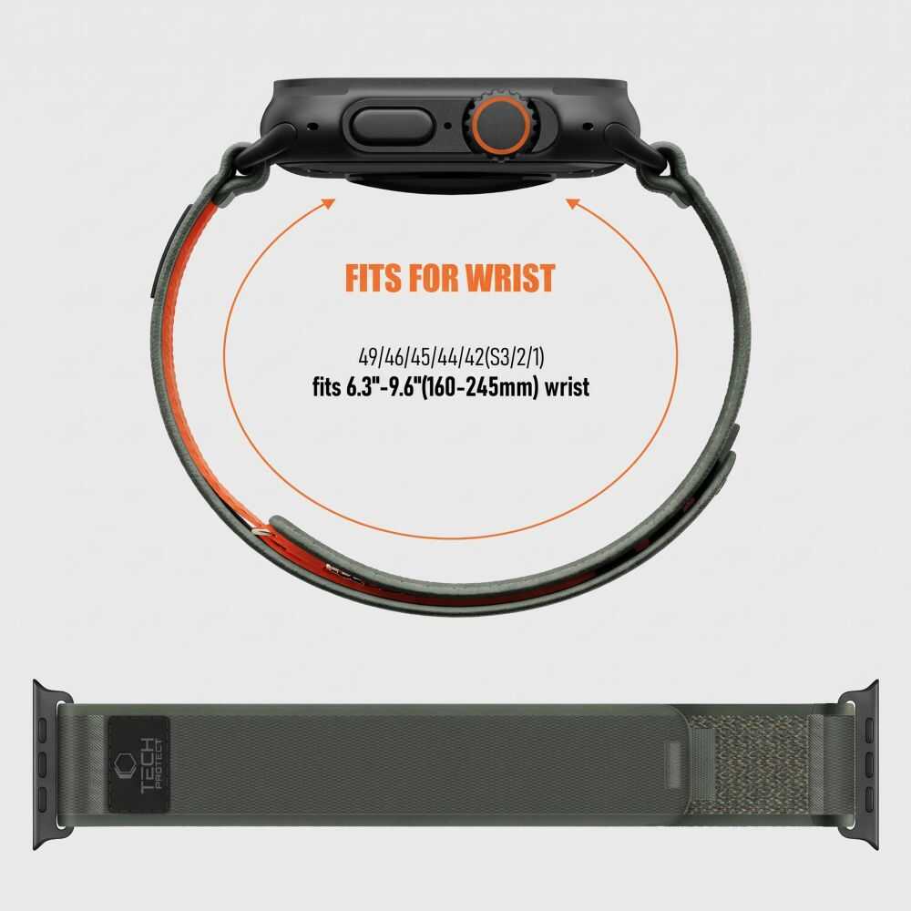 Tech-protect Nylon Elite Apple Watch 8 / 9 / 10 / 11 / 12 / Se / Ultra (44 / 45 / 46 / 49 Mm) Green/orange Tech-protect Nylon Elite Apple Watch 8 / 9 / 10 / 11 / 12 / Se / Ultra (44 / 45 / 46 / 49 Mm) Green/orange - Image 10